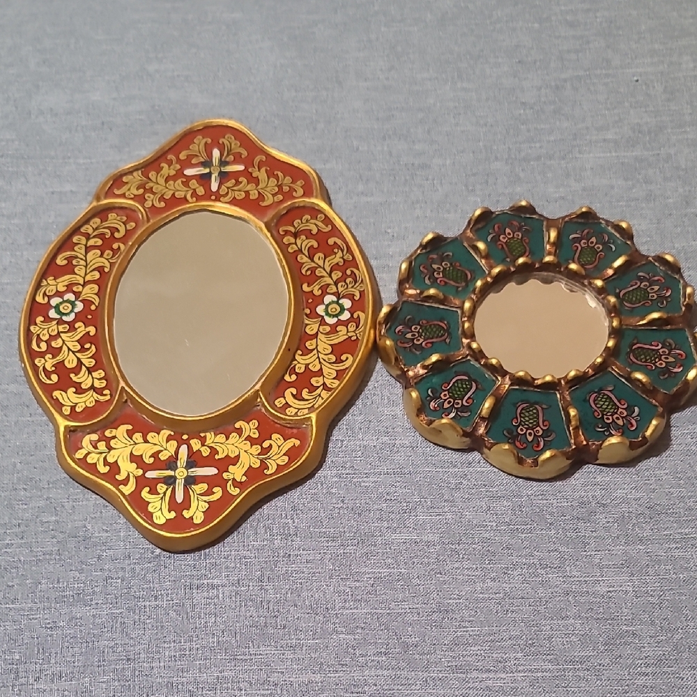 Decorative Gold and Green Mirrors